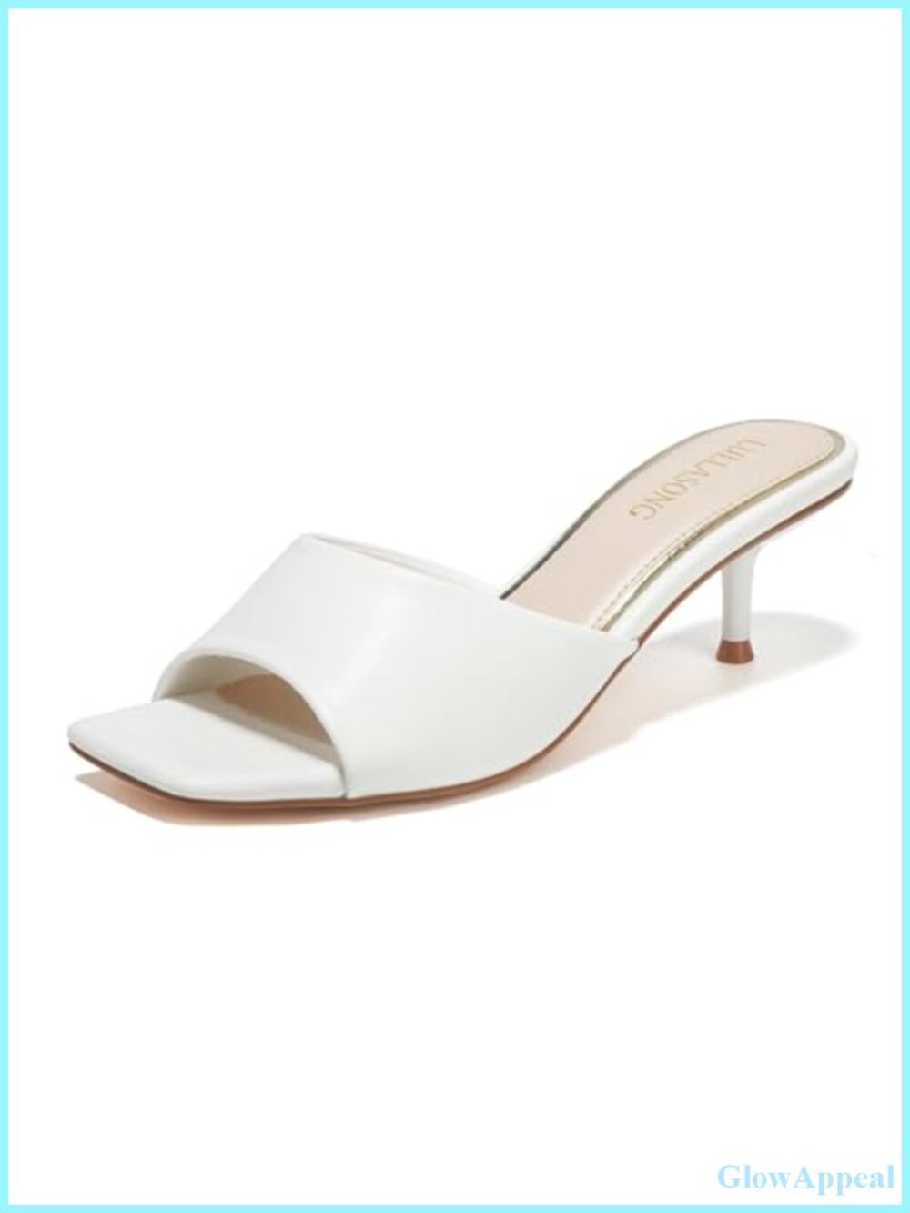 Women's Kitten Heel Slide Sandals Faux Leather Open Toe Slip On